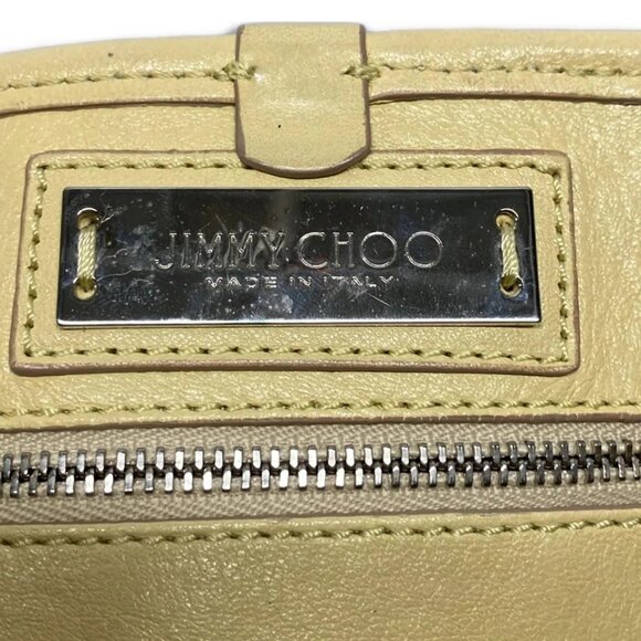 Auth JIMMY CHOO Sasha - Yellow Silver Gold Leather Hardware Tote Bag - Picture 9 of 12